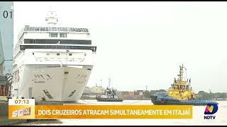 Itajaí recebe simultaneamente duplo atracamento de navios de cruzeiro [upl. by Sirej776]