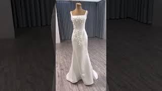 Highend White Sequins Flower Satin Wedding Dresses [upl. by Annim]