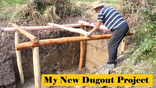 This man builds NEW Bushcraft Survival Dugout shelter in Forest  New Project  ASMR DIY [upl. by Tioneb342]