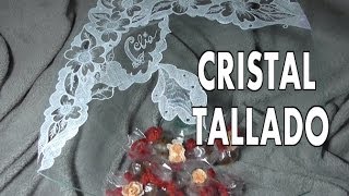 DIY TALLADO DE CRISTAL CON DIBUJO DE UN ENCAJE [upl. by Noram835]