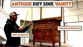 733  Built A Concrete Shower Pan Correctly Made An Antique Dry Sink Vanity Shop Bathroom [upl. by Appledorf431]