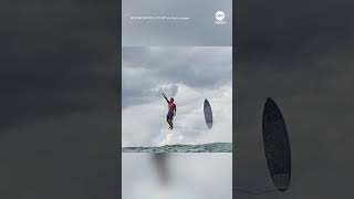 Olympic surfer Gabriel Medinas epic reaction captured in viral photo [upl. by Tasia399]