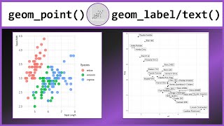 Scatterplots in R with geompoint and geomtextlabel [upl. by Stanwin]