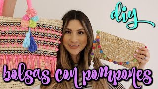 PERSONALIZAR BOLSAS CON POMPONES DIY  MELISSA TORRES [upl. by Shayna]