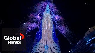 New Years 2023 Dubai puts on thrilling fireworks show at Burj Khalifa [upl. by Kamila621]