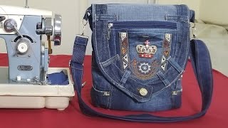 DIY Bag Jeans Fantasy Сумка рюкзак из джинсов своими руками полный МК и выкройка Джинсовая Фантазия [upl. by Nillor493]