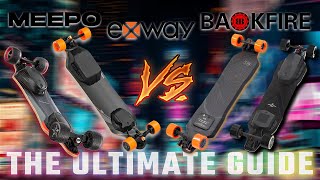 BEST Electric Skateboards of 2023  Backfire ERAG2 BLACK VS Exway FLEX VS Meepo V4 Budget Version [upl. by Yrelbmik]