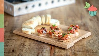 Balsamic Double Tomato Bruschetta  Game Day Recipes [upl. by Eydnarb]