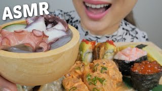 ASMR Assortment of Japanese food Sushi Roll Gyoza Spicy Tuna and Nigiris NO TALKING Food Sounds [upl. by Naves]