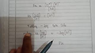 Henderson hasselbach equation  ph equation derivation  buffer system [upl. by Obel]