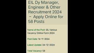 BMC Bank PO amp JEA Online Form 2024EIL Various Vacancy Online Form 2024Check Link in Description [upl. by Ateinotna]