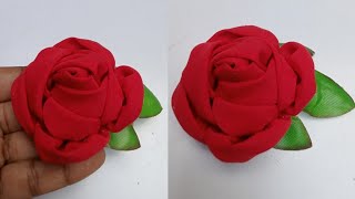 DIY Fabric Rose Flower Making so Easy  How to Make an Adorable Fabric Rose in Just 3 Minutes [upl. by Eissirc]