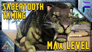 Ark Sabertooth Taming  How To Tame Sabertooth In Ark Mobile [upl. by Aicirt256]