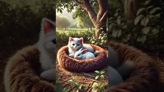 Kitten Helped Injured rabbit🐰 cat rabbit aicat viralvideos [upl. by Enaitsirk]