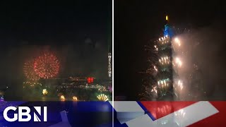 Hong Kong and Taiwan ring in 2024 with INCREDIBLE displays of fireworks [upl. by Esikram440]