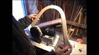 How to build a boomerang Sanding trail leading edge on belt sander PART 3 [upl. by Sneve811]