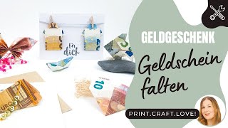 Geldgeschenke 🎁 kreativ verpacken  DIY Geldscheine falten für Hochzeit Taufe Geburtstag [upl. by Venn]