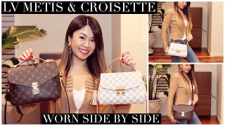 LOUIS VUITTON Pochette Metis amp Croisette Comparison Worn Side by Side [upl. by Coulter]