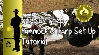 An in depth detailed step by step tutorial on tarp and hammock set up for bushcraft and hiking [upl. by Aillij]