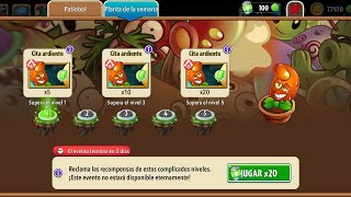 Pvz2 CITA ARDIENTE Misión Planta Premium Destacada 15 Niveles Completados [upl. by Marline]