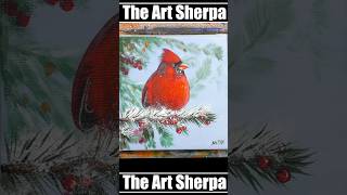 Red Cardinal in Winter snowy landscape art painting [upl. by Itsud174]