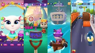 My Talking Angela 2 vs My Talking Tom 2 vs Talking Tom Time Rush vs Talking Tom Gold Run Gameplay [upl. by Charlotte]