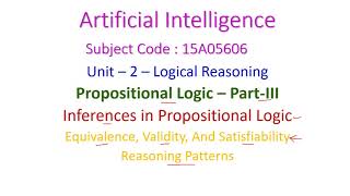 Inferences in Propositional LogicArtificial IntelligenceLogical ReasoningEquivalencePatterns [upl. by Aneri]