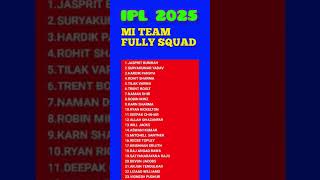 IPL 2025  MI TEAM SQUAD  SHORTS [upl. by Paloma]