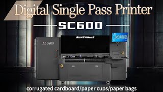 Sunthinks SC600 Digital Single Pass Printer For Cardboard Paper Cup Fans Paper Bags Printing [upl. by Eanil555]