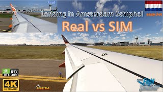 FS 2020 EHAM Amsterdam Schiphol  REAL vs SIM Landing Passenger Cabin View A320200 EasyJet [upl. by Jc]