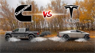 Ultimate Cummins Swapped F250 vs Tesla Cyber Truck Tug of War [upl. by Ama632]