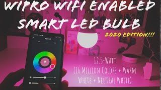 Wipro WiFi Enabled Smart Bulb 125Watt 16 Million Colors  WhiteUnboxingSetupReview [upl. by Aicxela]