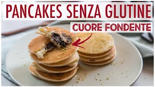 PANCAKES SENZA GLUTINE FACILISSIMI  Classici e con CUORE DI CIOCCOLATO FONDENTE  Elefanteveg [upl. by Leuas]