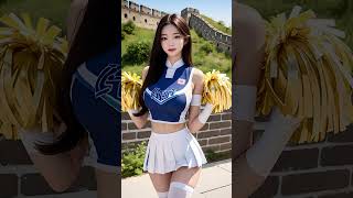 ai034kAI art picture Cheerleaders traveling the Great Wall lookbook VLOGAI 그림 치어리더 패션 룩북 [upl. by Aubrey]