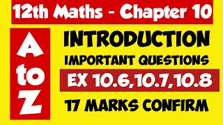 12th MathsChapter10Half yearlyExaminationImportantQuestions2024Vincent Maths [upl. by Karlis]