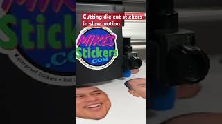 Cutting die cut stickers in slow motion on the Graphtec CE700060 Graphtec cutter vinyl stickers [upl. by Hoi]