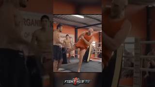 Tyson Fury nearly breaks guys leg throwing low kick [upl. by Akinat90]