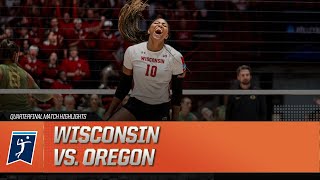 Wisconsin vs Oregon 2023 NCAA volleyball quarterfinal highlights [upl. by Sivahc803]