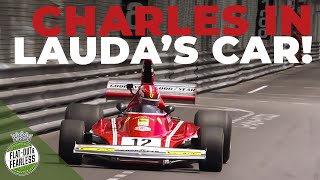 Charles Leclerc drives Niki Laudas F1 Ferrari 312B3 at Monaco [upl. by Aliuqat135]