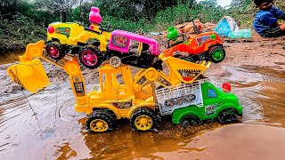 Toys mud road cross parking video  auto jcb tractor truck toys video mud road cross parking video [upl. by Gall]