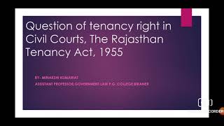 Question of tenancy right in Civil Courts The Rajasthan Tenancy Act 1955 [upl. by Eikcid457]