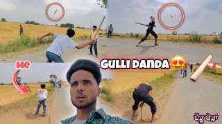 Playing Gilli Danda😍  Village Games  ਪੇਂਡੂ ਖੇਡਾਂ   Too Much Fun W Friends🤩 [upl. by Shifra557]