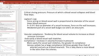 33 Poiseuille’s Law viscosity closing pressure Laplace’s law compliance blood distribution blo [upl. by Aihsatsan]