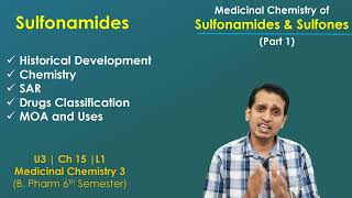 Sulphonamides Medicinal Chemistry Part 1 Chemistry SAR Mechanism of action of Sulfonamide [upl. by Ylra]