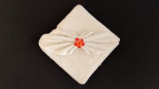 Simple towel folding Unique towel art bed decoration ideas [upl. by Benedix959]