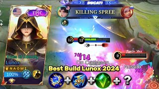 BEST BUILD LUNOX 2024✨How to use Lunox Top Global Lunox🔥 [upl. by Gnouc]