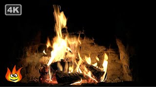 Ancient Fireplace with Crackling Fire and Thunder Sounds 4K Ultra HD [upl. by Vasta]