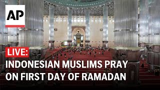 Ramadan LIVE Indonesian Muslims pray at Istiqlal Mosque in Jakarta [upl. by Larine642]