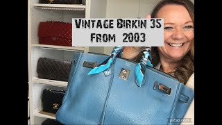 Review Birkin 35 in Blu Jean  Whats in My Bag  R E B E C C A B A R T ON [upl. by Merfe]