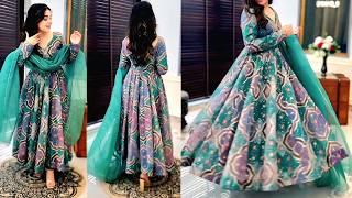 Anarkali frockorgenza anarkali frock cutting amp stichingSaree se gown18 panel anarkali frock diy [upl. by Gagliano295]